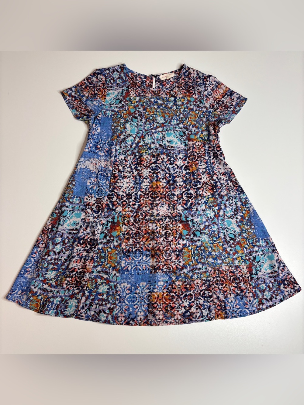 Eight Sixty Boho Patchwork Print Dress Medium Fit Flare Swing